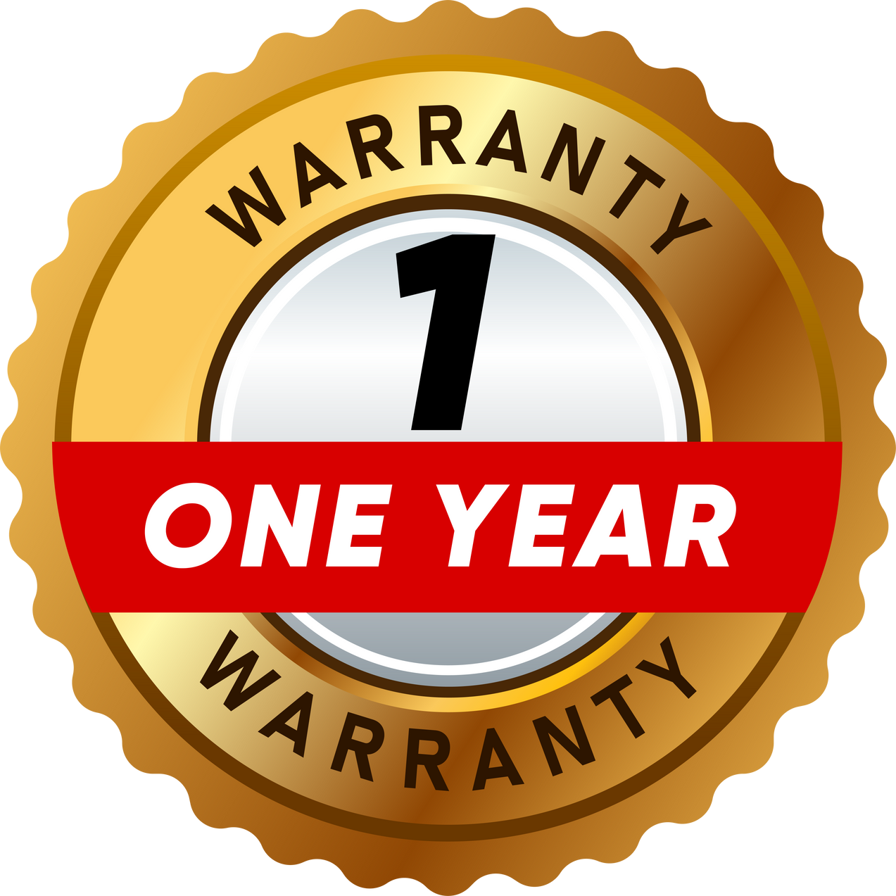 gold color label badge warranty one year guarantee satisfaction quality product marketing